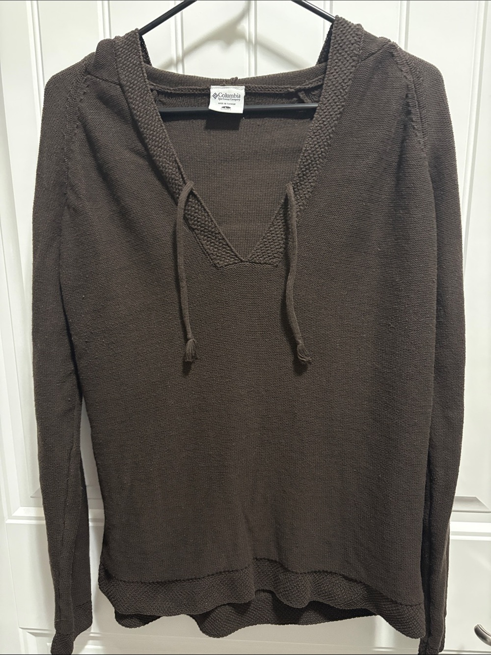 Columbia Women’s L Brown Cotton Hooded Lace Up Sweater Pullover